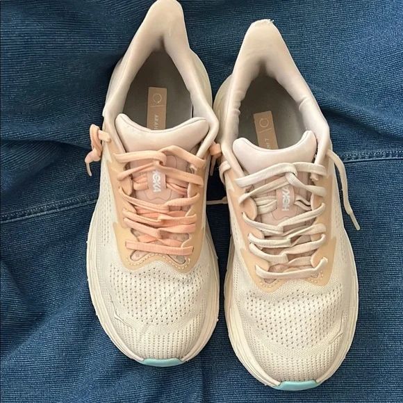 Hoka Women's Cream and Peach Sneakers - Picture 3 of 5